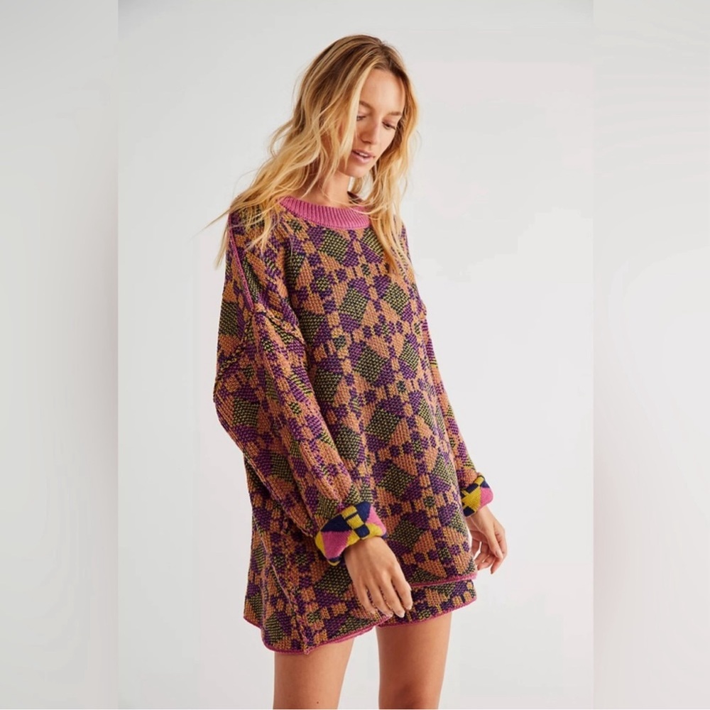 Free People Beach | Malibu Pattern Set Sweater & Shorts